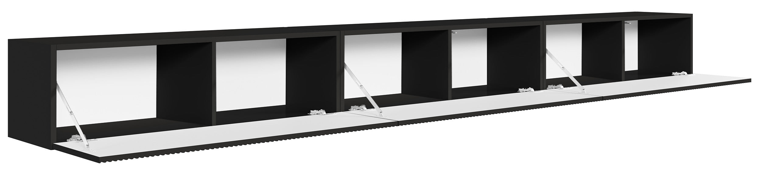 selsey-veldio-h-ngender-tv-schrank-300-cm-dreit-rig-geriffelte-front-schwarz-mat image 2