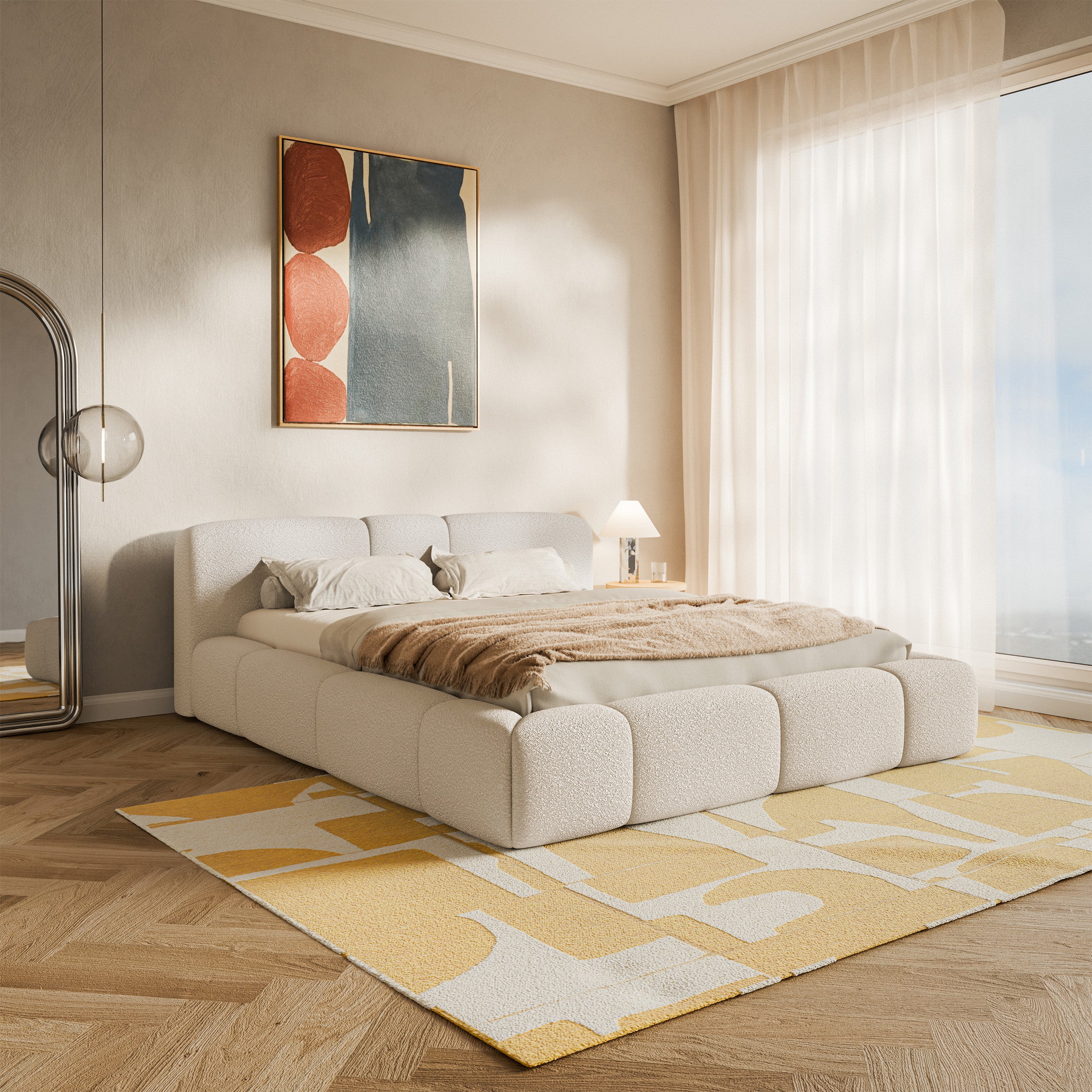 selsey-bowia-polsterbett-140x200-cm-hellbeige-boucl-mit-rollrost image 2