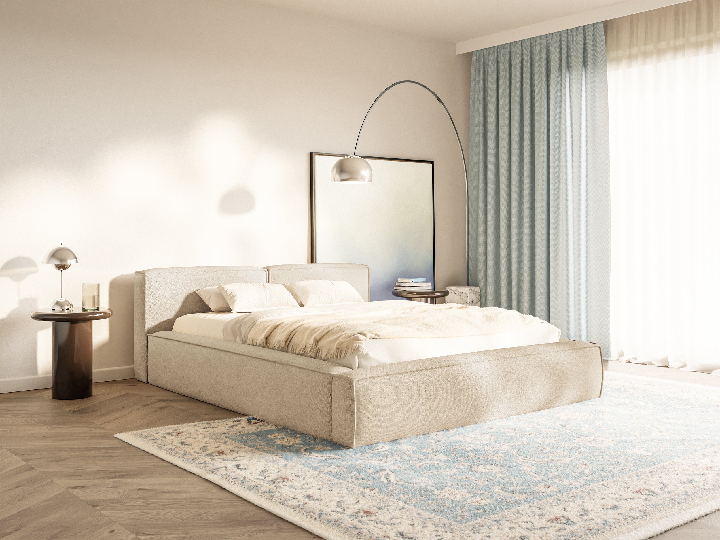 selsey-tilves-slim-low-polsterbett-140x200-cm-mit-stauraum-hellbeige-chenille-me image 2