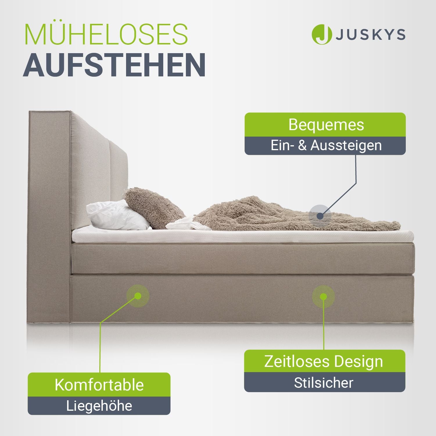 juskys-boxspringbett-detroit-chenille-stoff-beige-mit-topper image 3