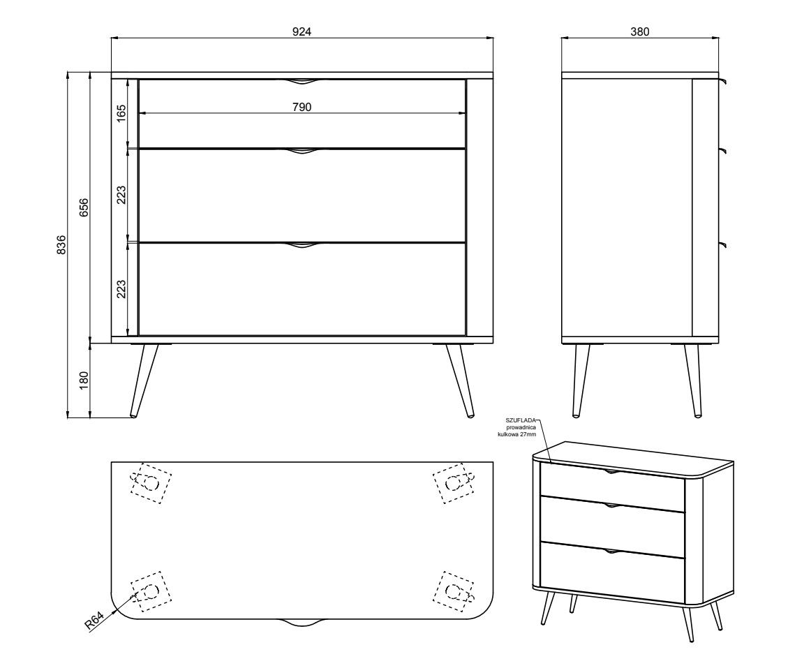 selsey-oval-kommode-92-cm-wei-mit-drei-schubladen image 6