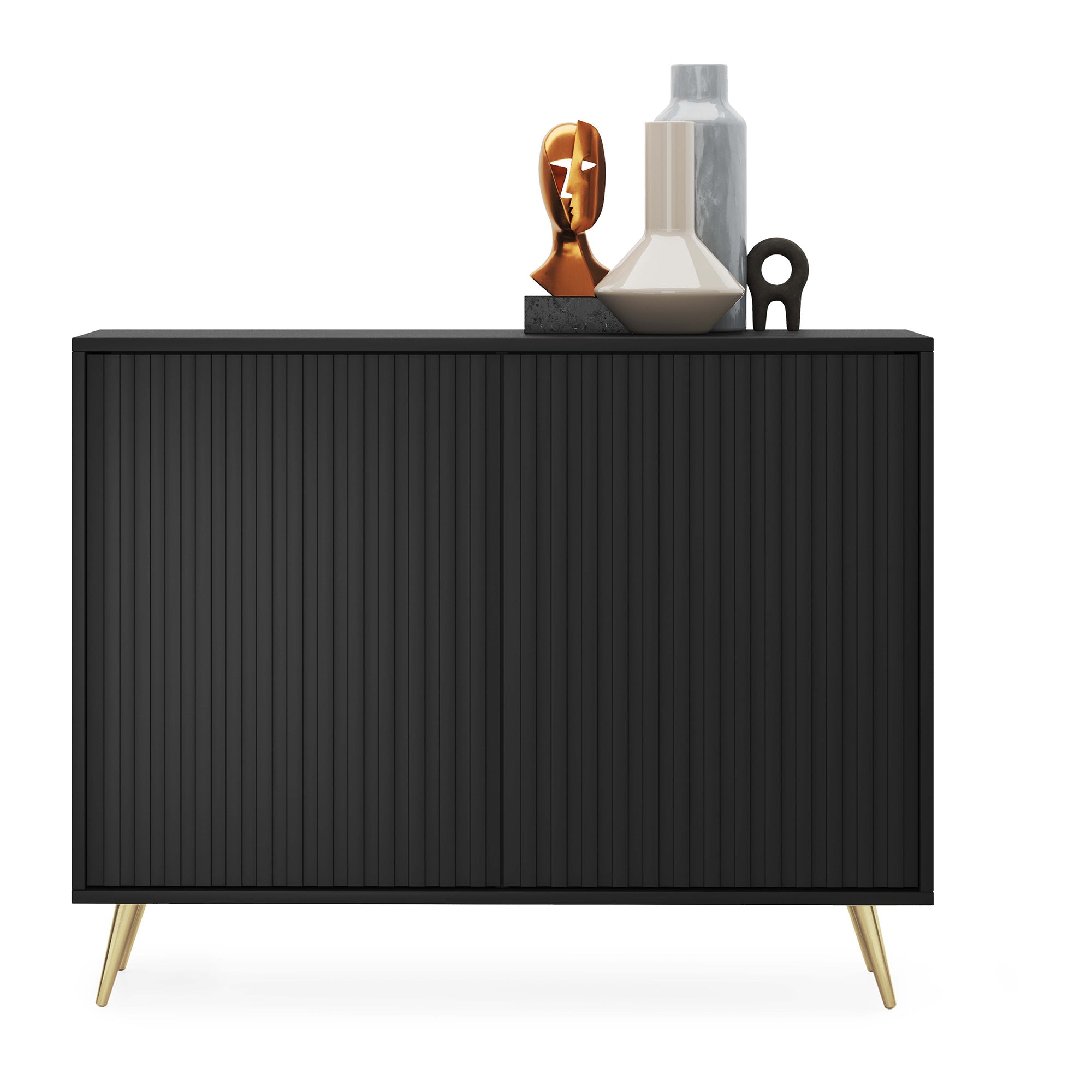 selsey-bello-kommode-mit-lamellenfront-104-cm-schwarz-mit-goldenen-beinen image 7