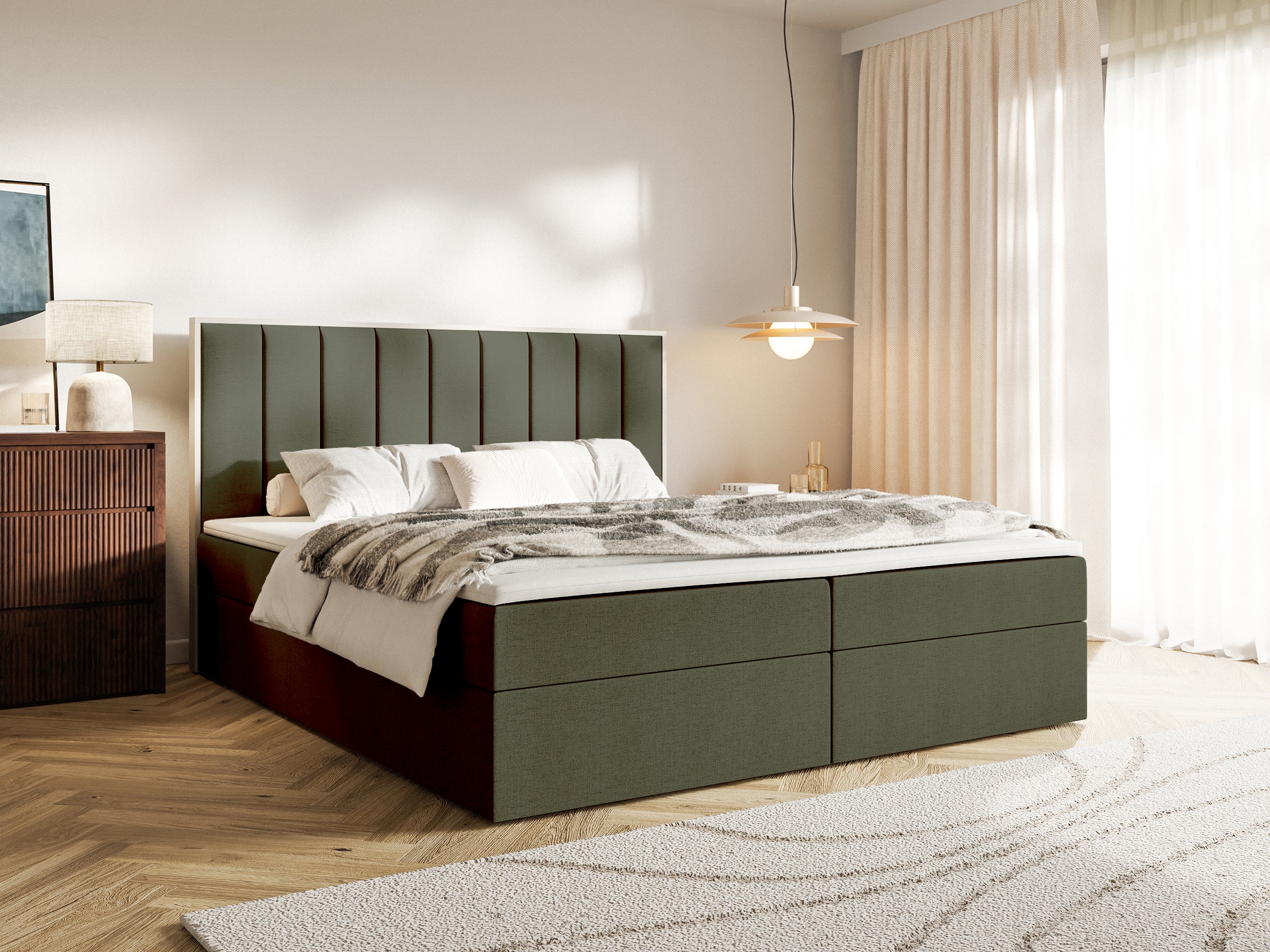 selsey-togents-kontinentalbett-160x200-cm-mit-stauraum-und-topper-dunkelgr-n-che image 2