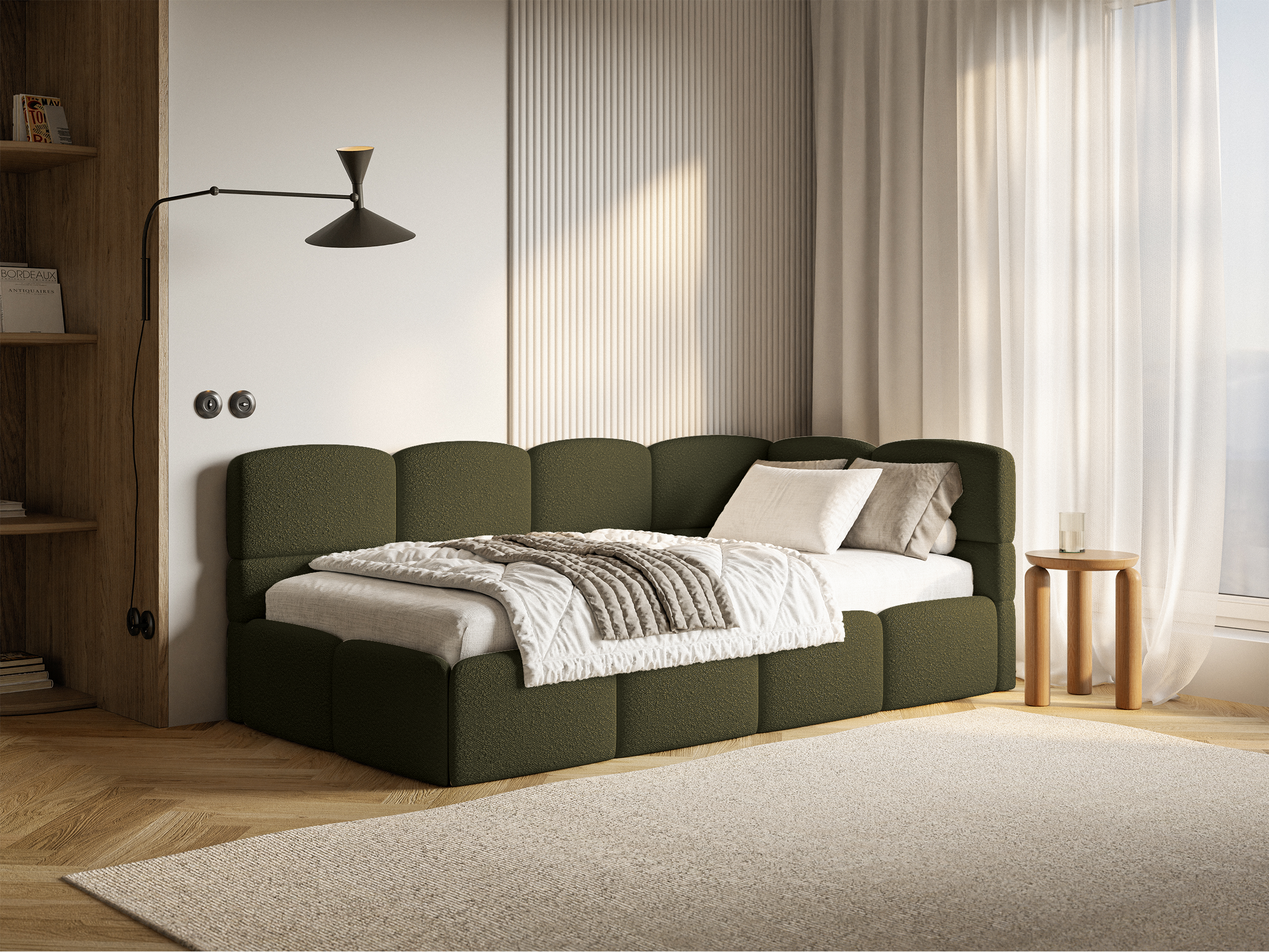 selsey-cloudy-jugendbett-90x200-cm-rechtsseitig-mit-stauraum-olivgr-ne-boucl-sch image 2