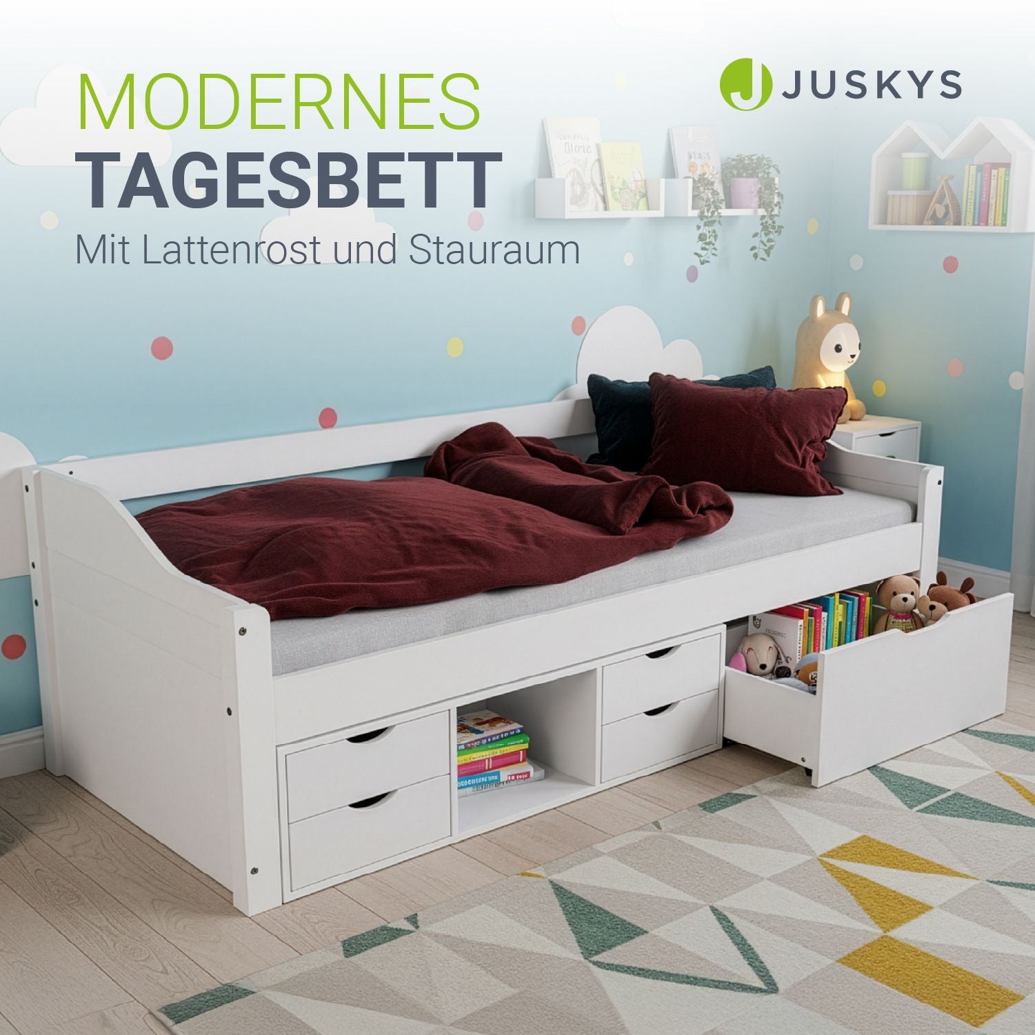 juskys-funktionsbett-nalu-90x200-wei-stauraumbett-mit-lattenrost-5-schubladen image 4