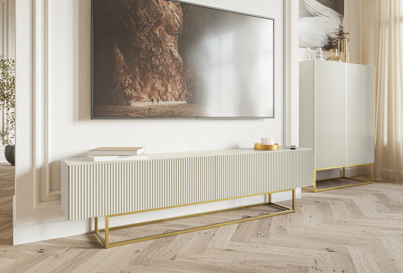 selsey-veldio-tv-schrank-175-cm-mit-gefr-ster-front-grau-beige-mit-goldenen-bein image 2