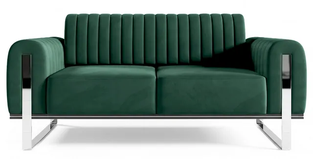 selsey-parissa-zweisitziges-sofa-gr-n-samt-mit-chrombeinen image 1