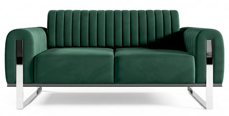 selsey-parissa-zweisitziges-sofa-gr-n-samt-mit-chrombeinen image 1
