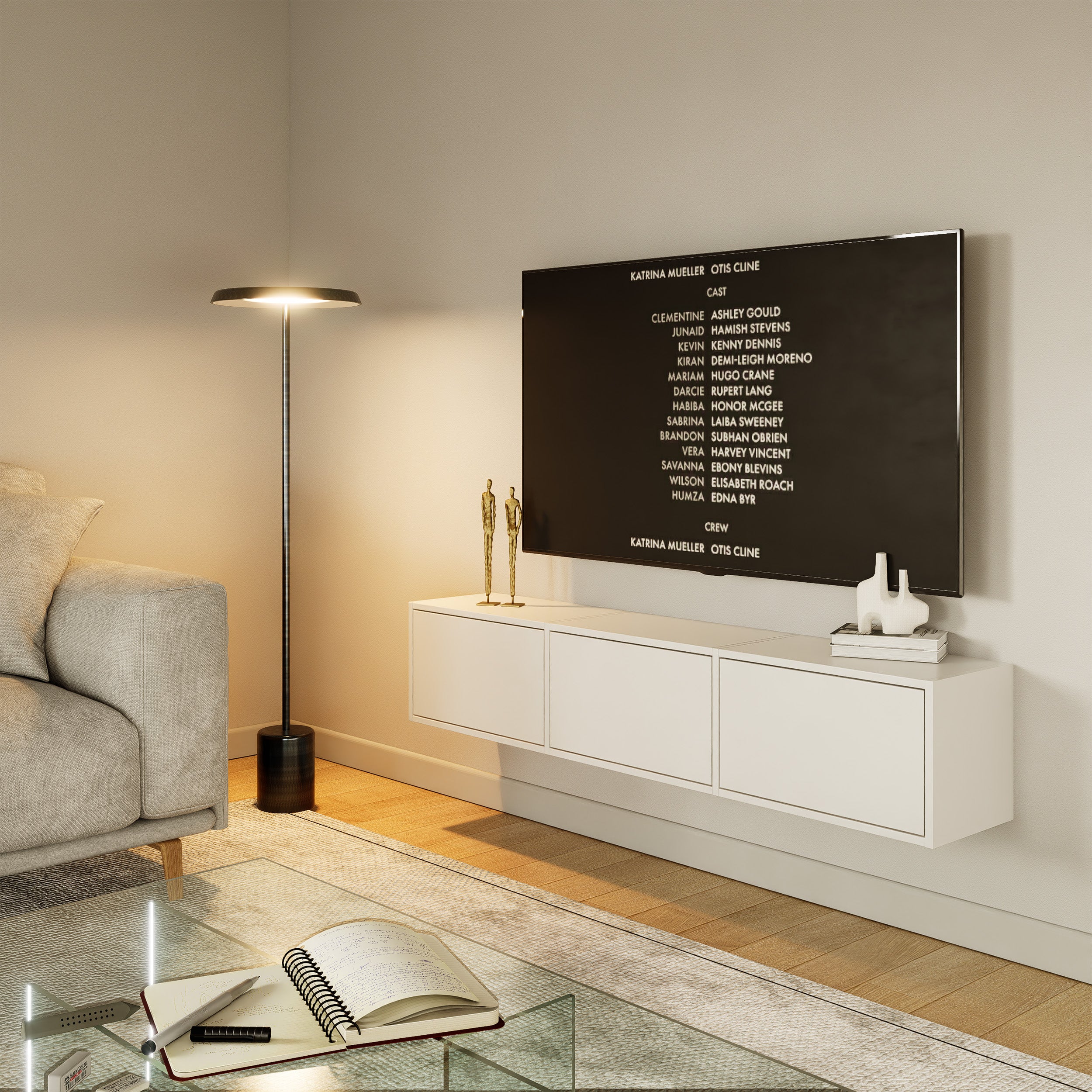 selsey-framme-h-ngender-tv-schrank-mit-drei-klappen-150-cm-wei image 2