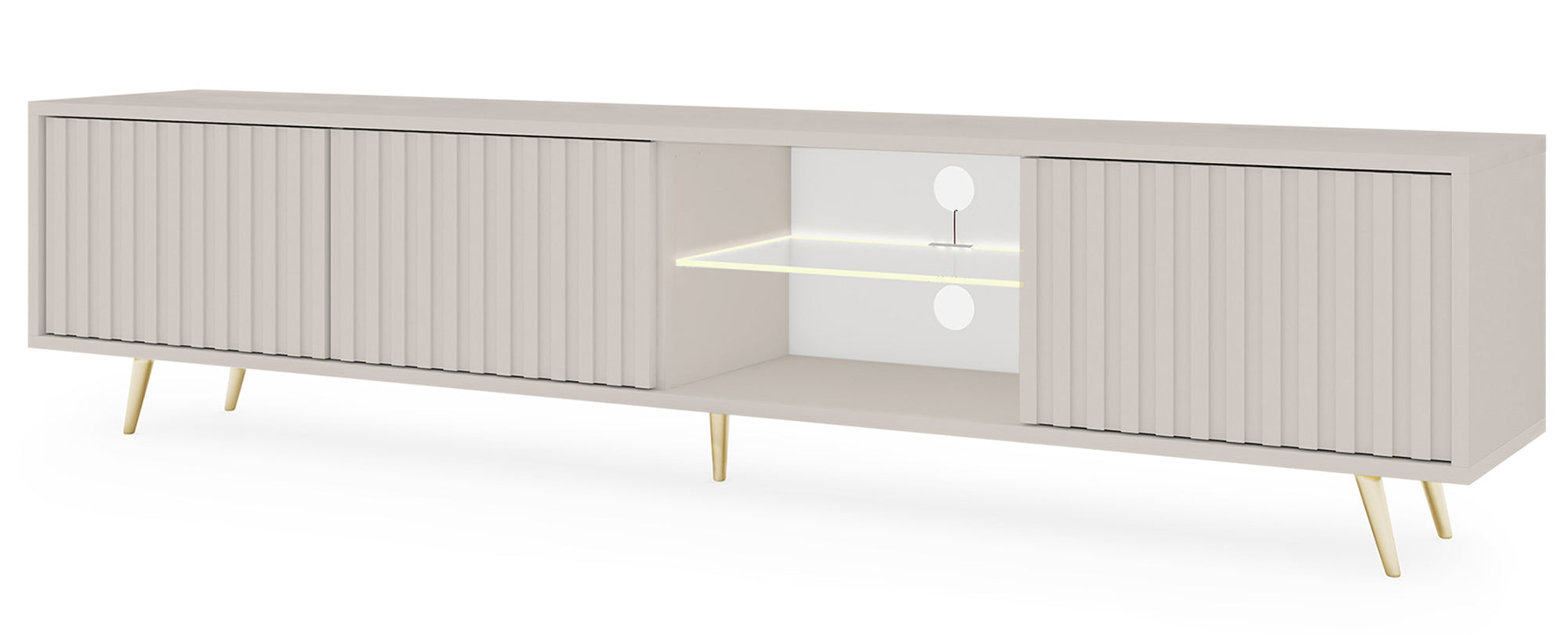 selsey-tv-schrank-bello-175-cm-3-t-rig-kaschmir-gold-lamellen-led-glasablage image 5