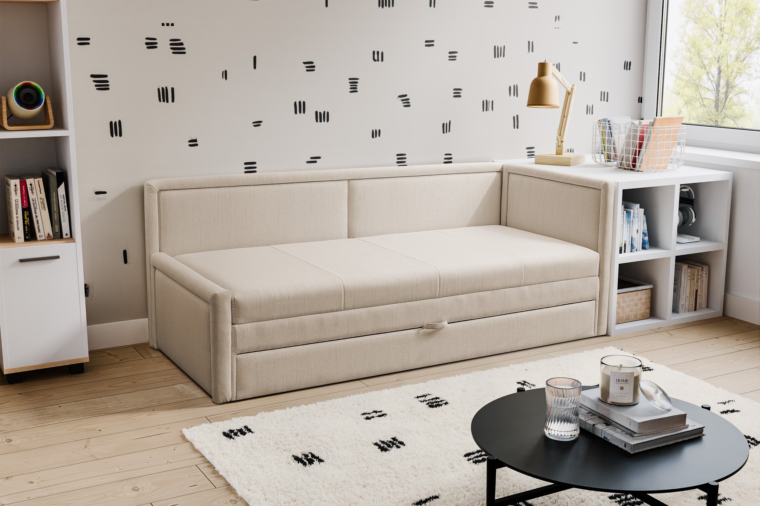 selsey-caprili-jugendbett-mit-aufbewahrungsbox-hellbeige-flechtmuster-universell image 2