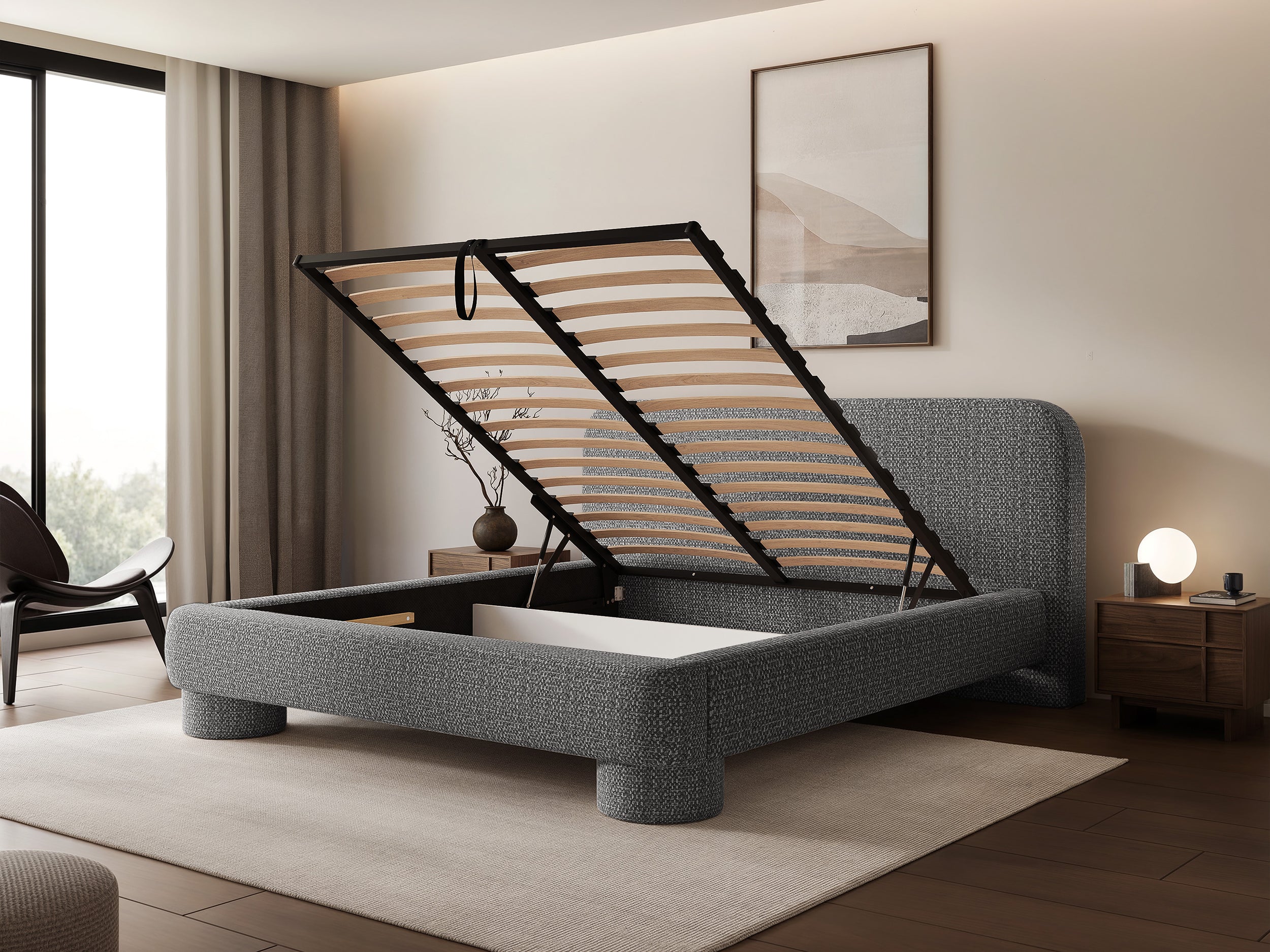 selsey-fredo-gepolstertes-bett-160x200-cm-mit-stauraum-dunkelgrau-chenille image 3
