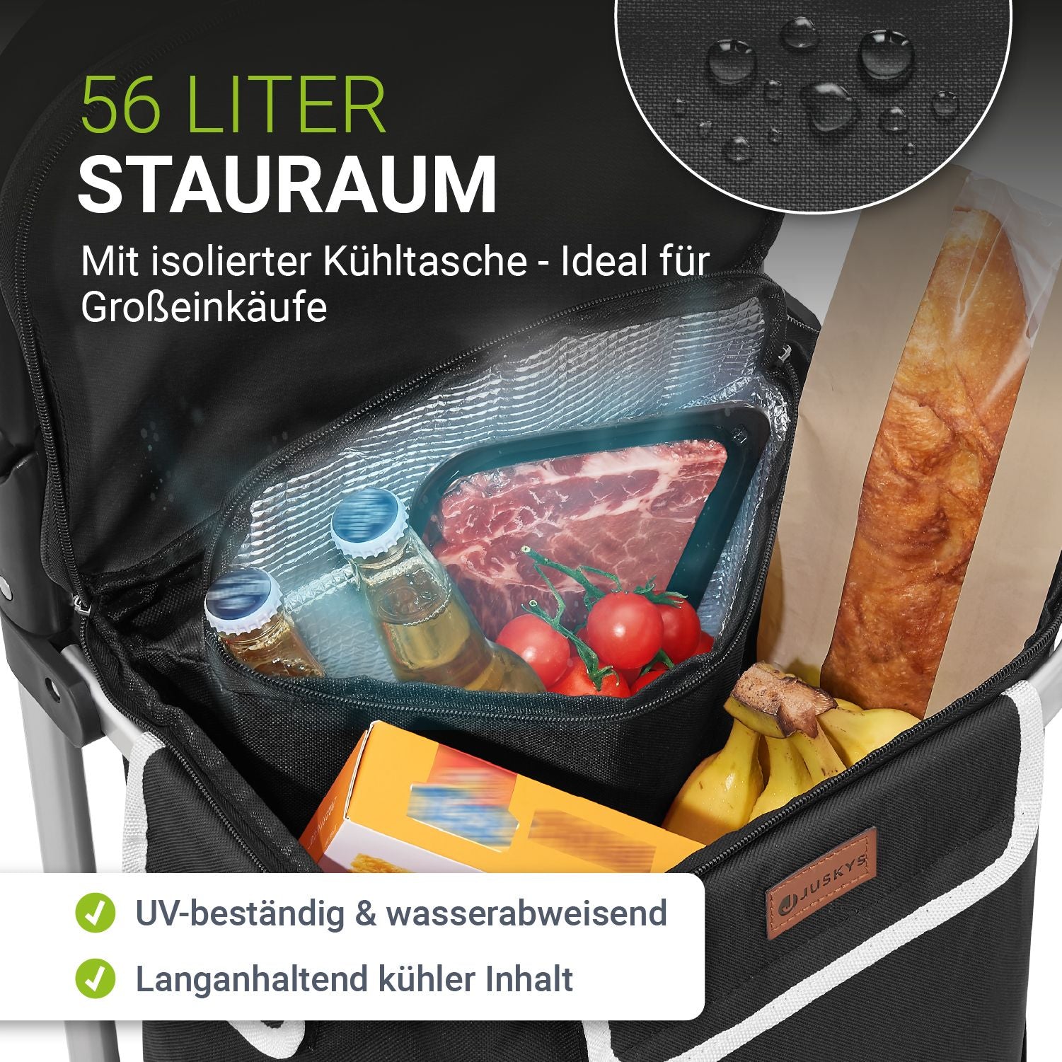 juskys-3in1-einkaufstrolley-56-l-schwarz-trolley-umh-ngetasche-sackkarre image 2