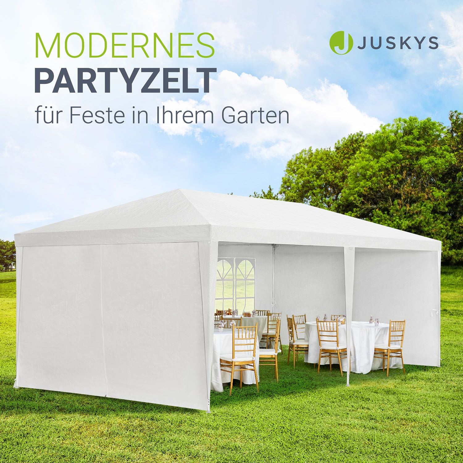 juskys-partyzelt-3x6-m-wei-mit-seitenteilen image 2