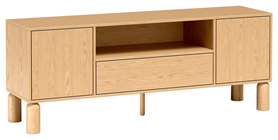 selsey-sanden-zweit-rige-tv-kommode-160-cm-mit-schublade-und-nische-eiche-bookma image 1