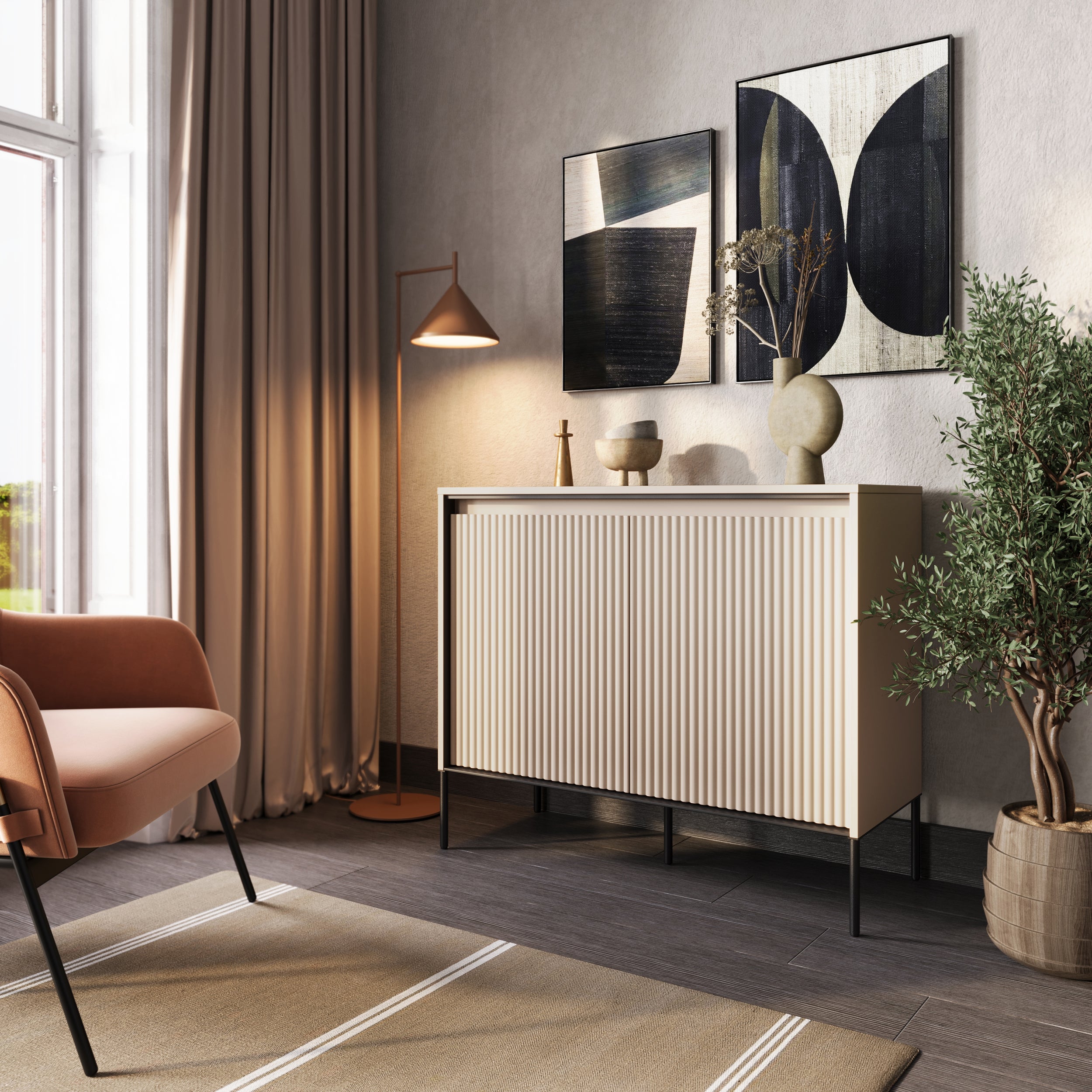 selsey-trend-zweit-rige-kommode-98-cm-mit-led-beige image 2