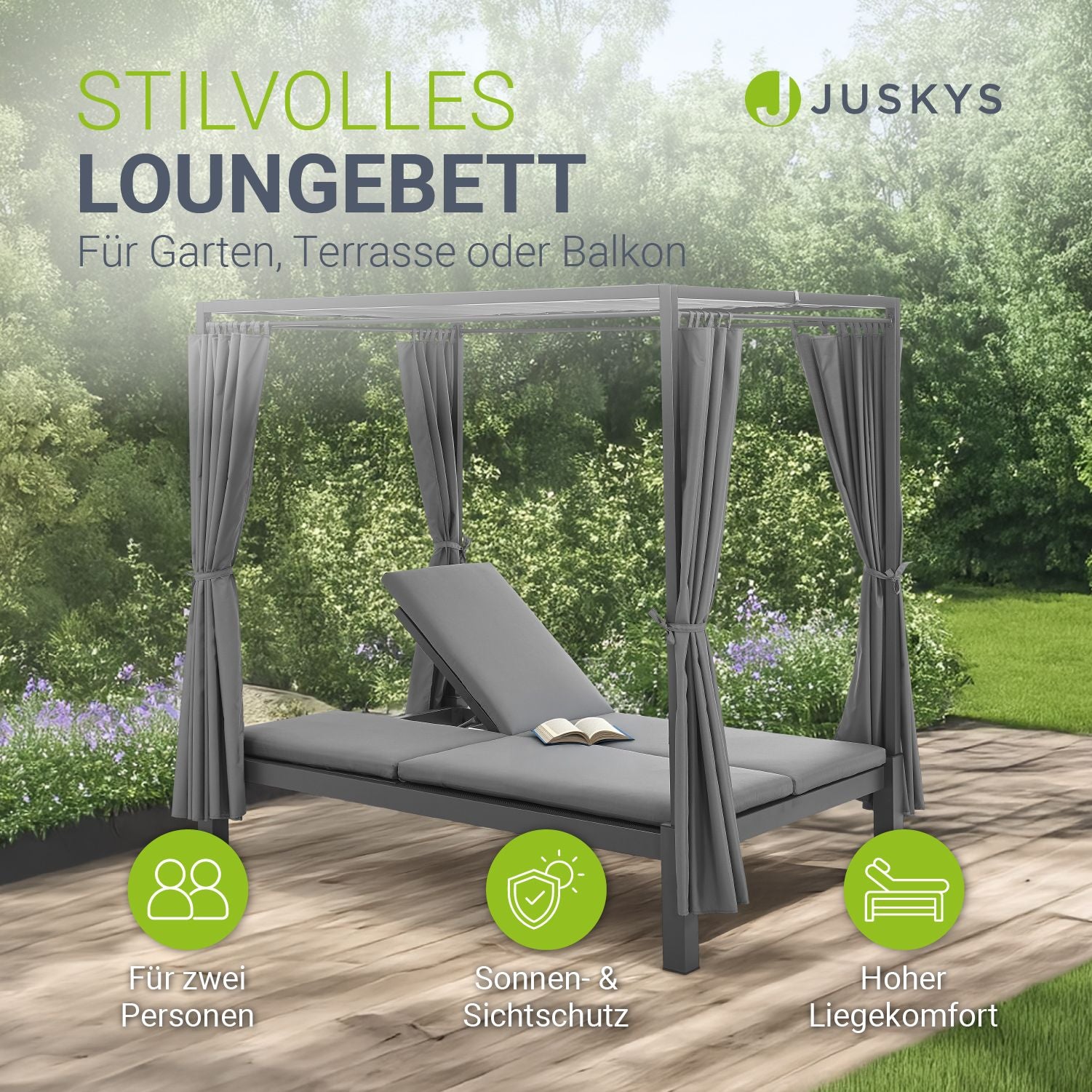 juskys-kreta-doppel-loungebett-140x200-cm-mit-dach-und-vorh-ngen-grau image 2