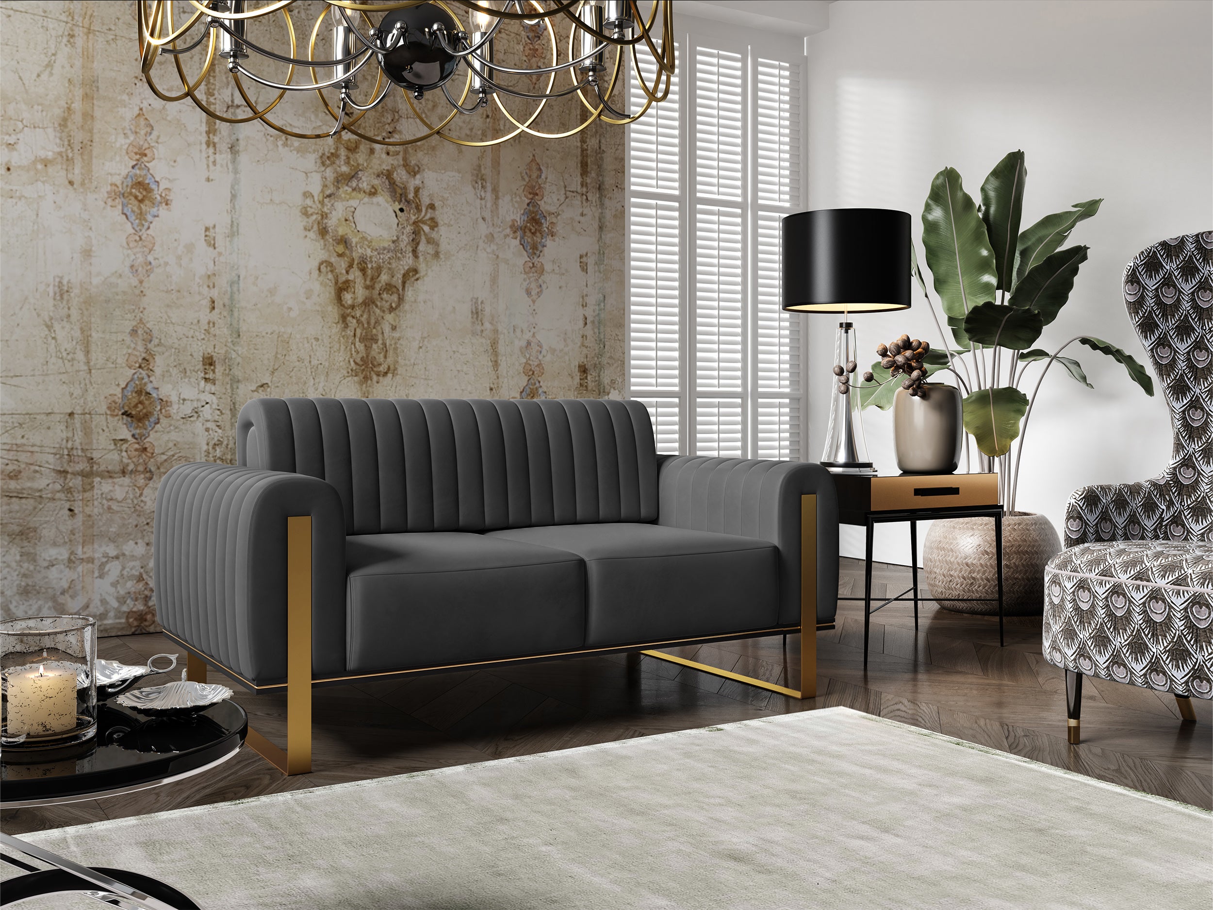 selsey-parissa-zweisitziges-sofa-grauer-samt image 4