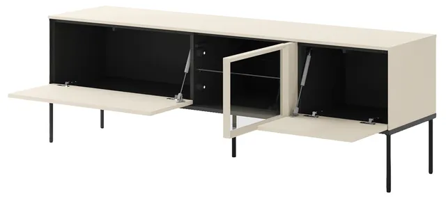 selsey-bellezo-tv-schrank-mit-led-vitrine-166-cm-cremefarben image 1