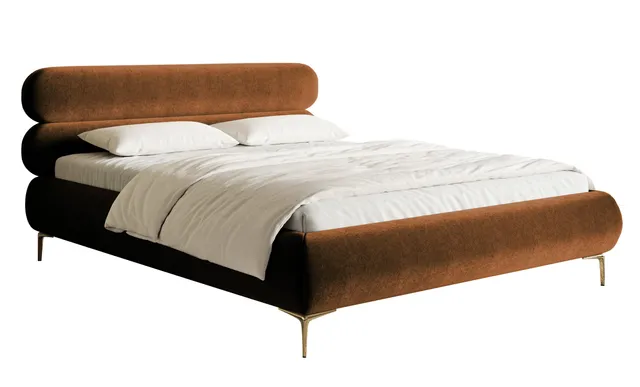 selsey-roule-gepolstertes-bett-140x200-cm-mit-stauraum-kupfer-velours-metallrahm image 1