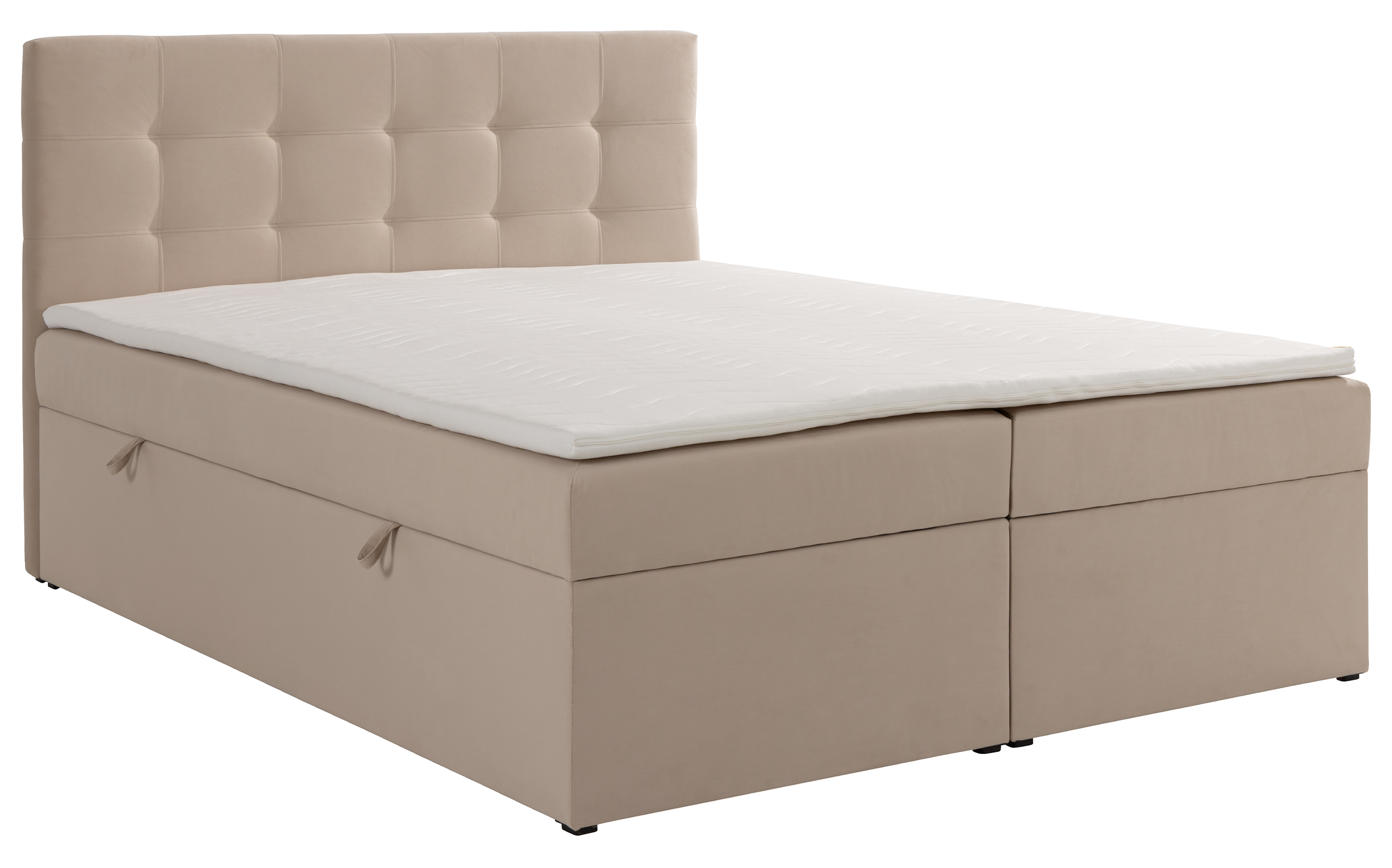 selsey-ronneo-kontinentales-bett-160x200-cm-mit-stauraum-und-topper-hellbeiger-s image 1