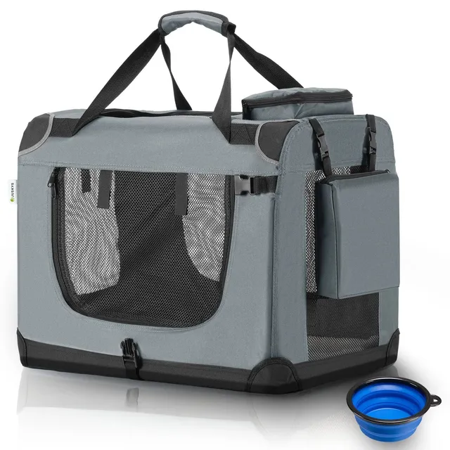 juskys-lassie-hundebox-auto-faltbar-gr-e-s-grau-stoff image 1