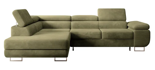 selsey-stevil-ecksofa-l-links-mit-schlaffunktion-und-stauraum-olivgr-ner-cord image 1