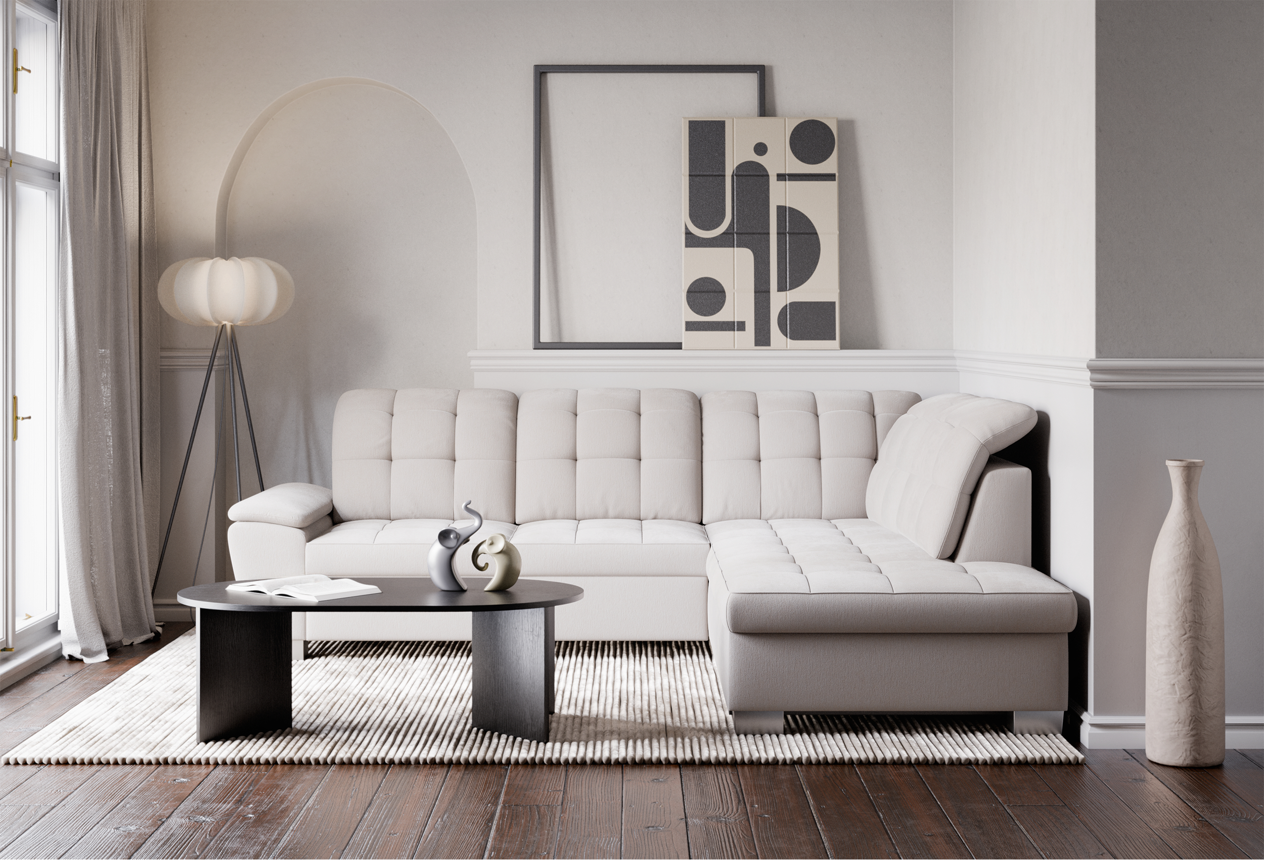 selsey-jamaal-ecksofa-rechts-l-form-mit-schlaffunktion-und-stauraum-cremefarbene image 2