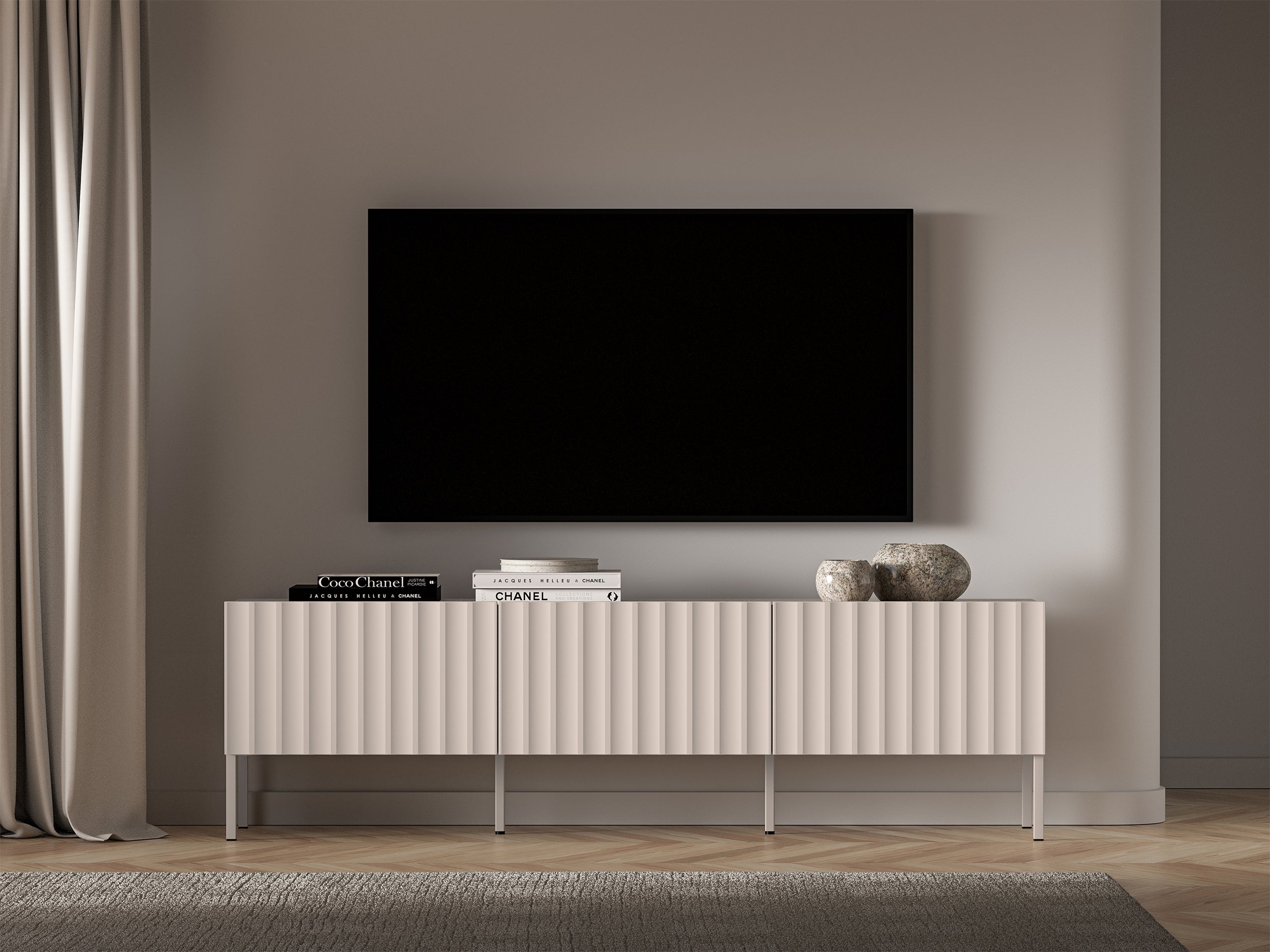 selsey-derriva-tv-lowboard-mit-rillenfront-beige image 2