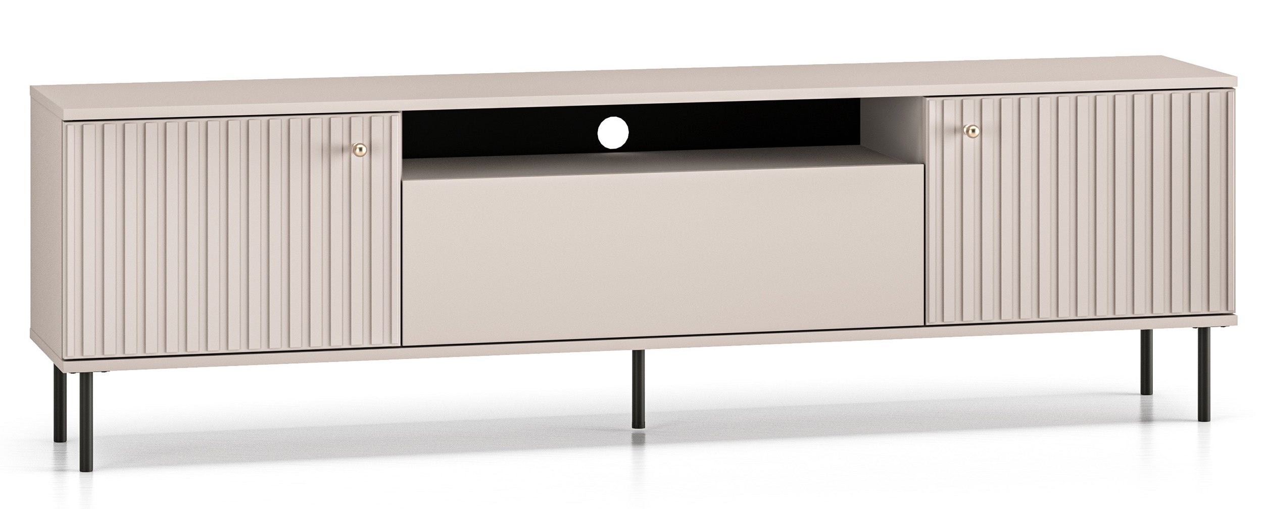 selsey-caletto-zweit-rige-tv-kommode-180-cm-mit-klappe-regal-lamellen-kaschmir image 1
