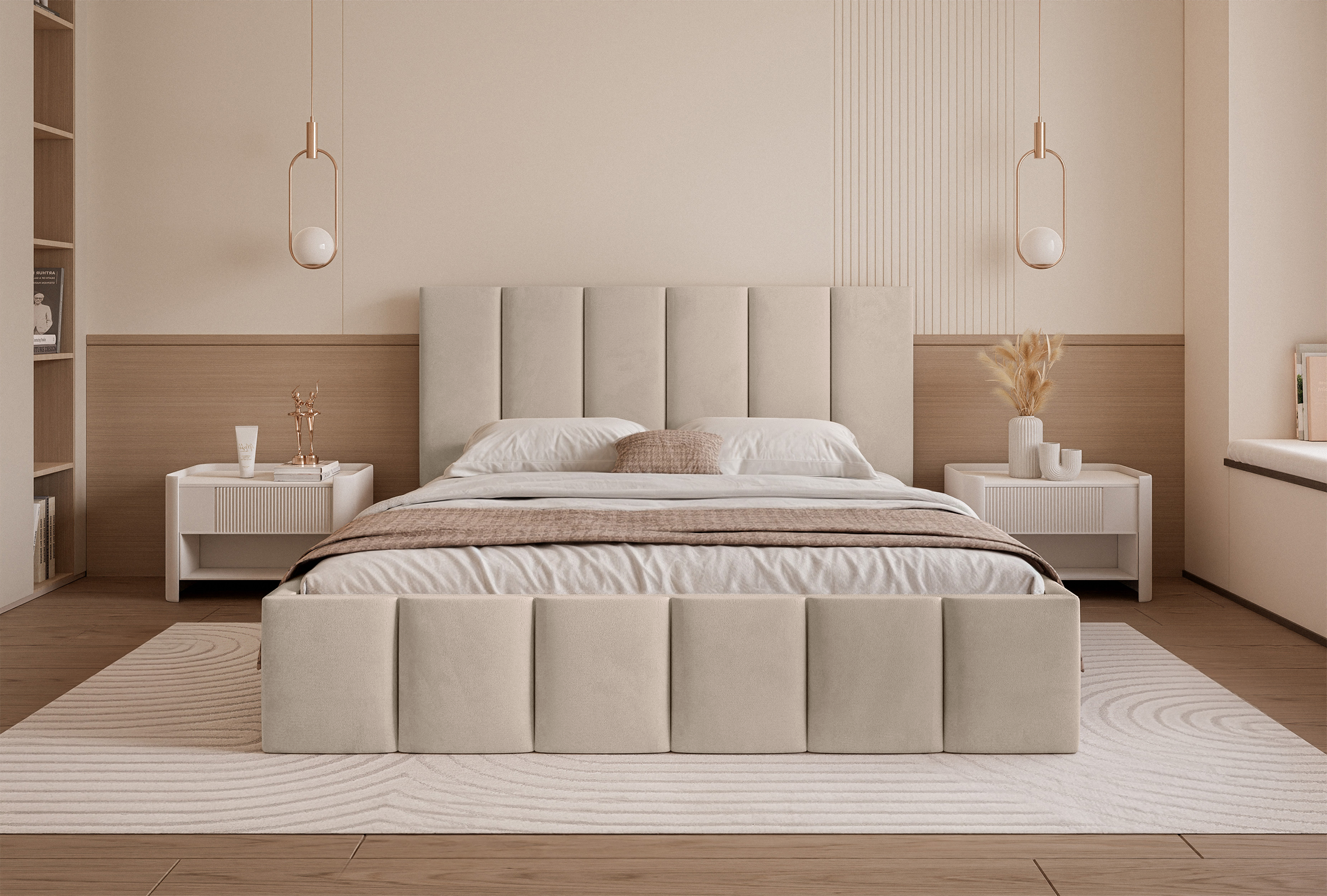 selsey-sarafino-polsterbett-160x200-cm-mit-bettkasten-beige-samt-metallrahmen image 3