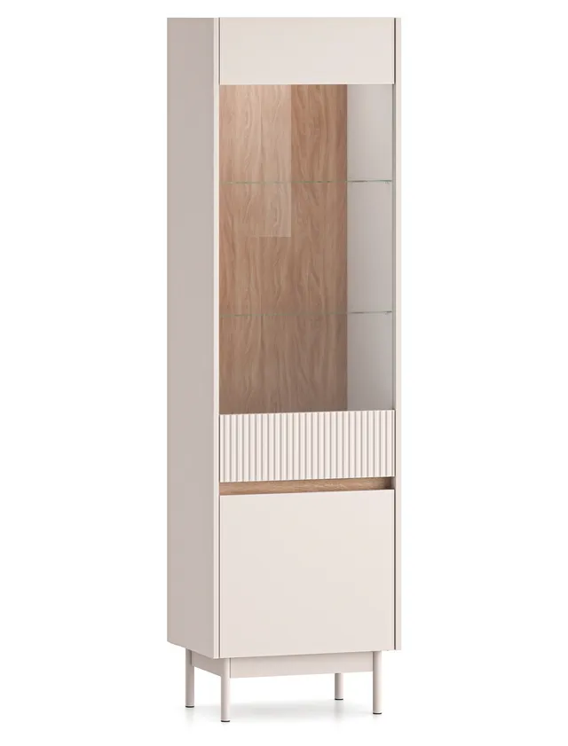selsey-dunea-zweifl-gelige-vitrine-55-cm-mit-glas-und-beleuchtung-kaschmir-eiche image 1
