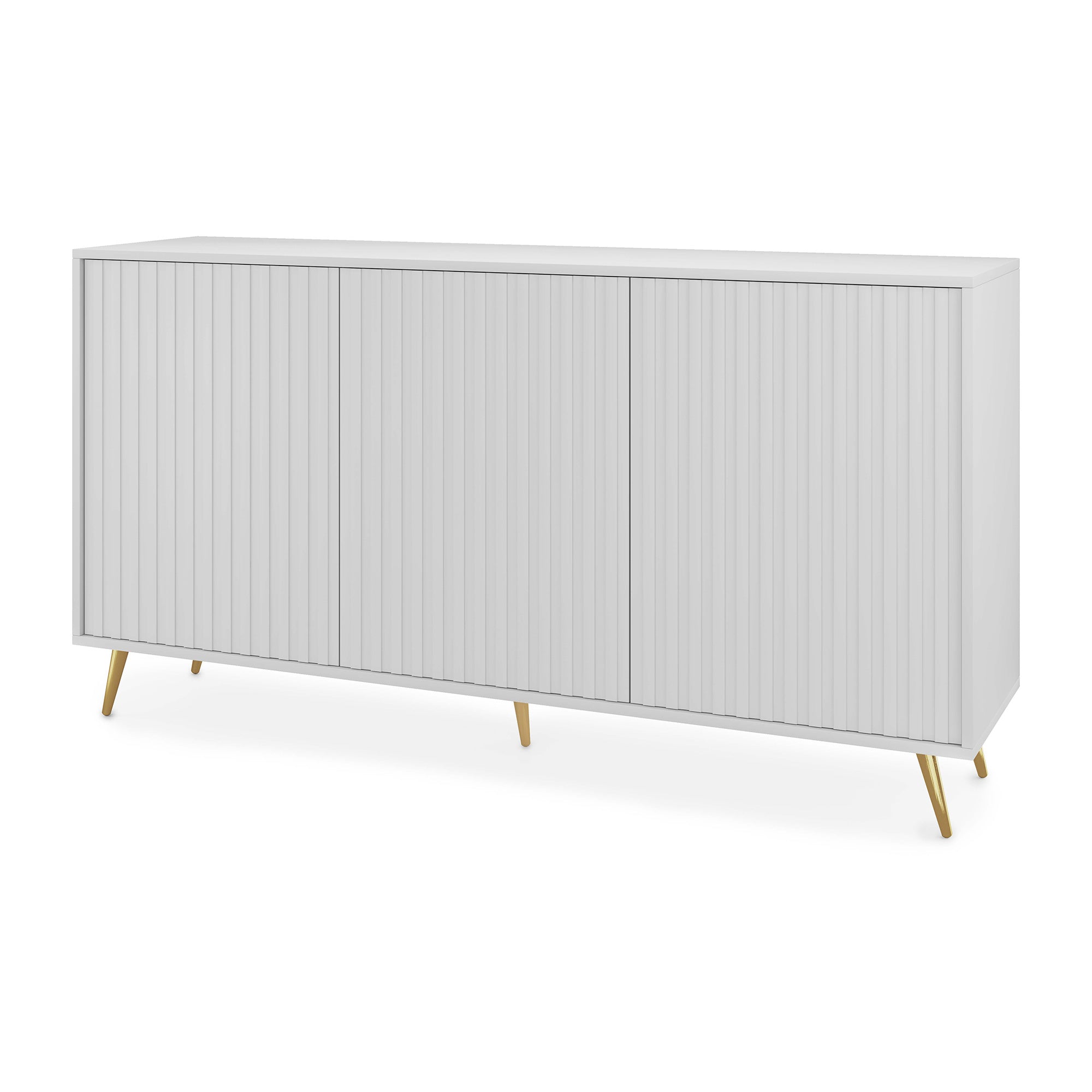 selsey-bello-kommode-154-cm-mit-lamellenfronten-wei-mit-goldenen-beinen-6-f-cher image 1