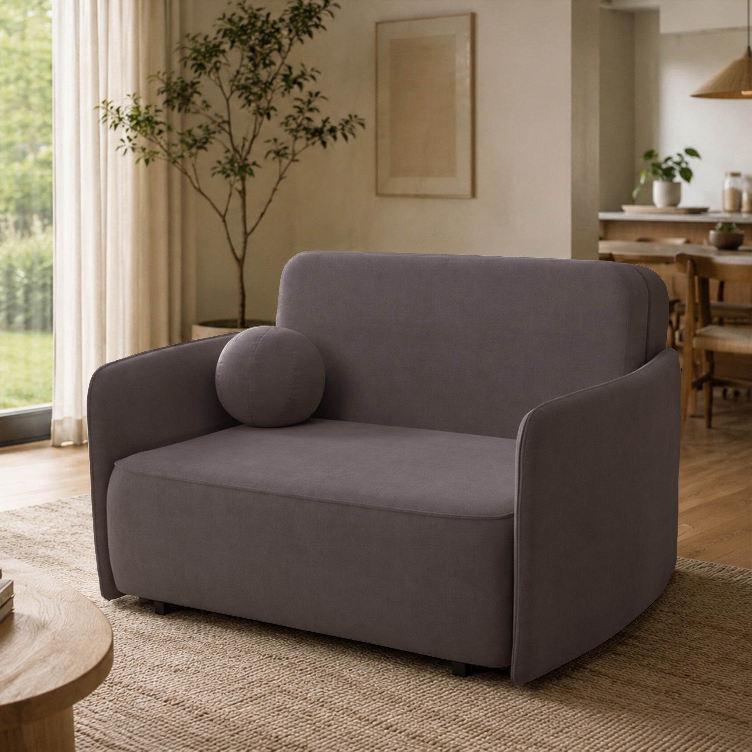 selsey-paxi-ausziehbare-zweisitzer-couch-145-cm-mit-stauraum-grau-braunes-chenil image 2