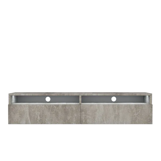 selsey-rednaw-tv-schrank-140-cm-beton-mit-beleuchtung-und-zwei-schubladen image 1