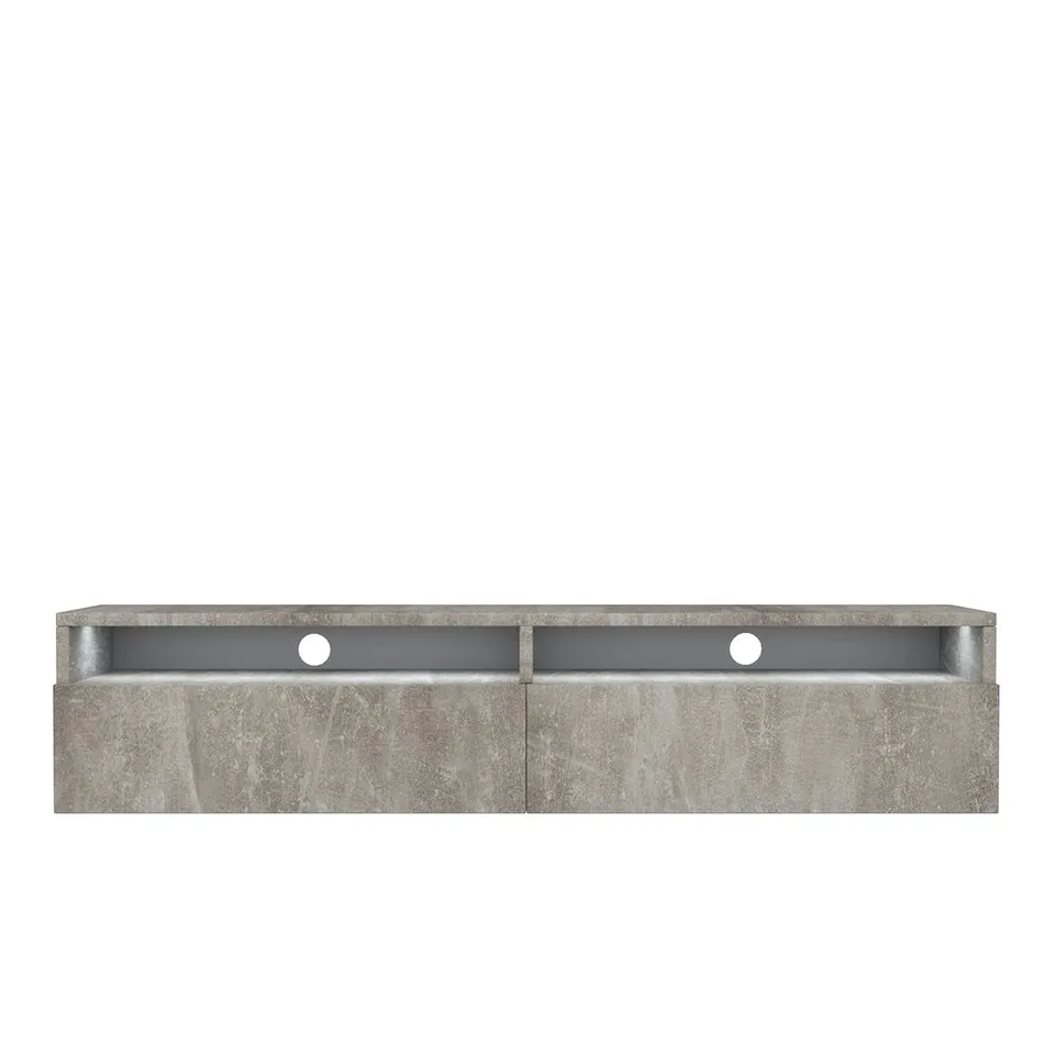 selsey-rednaw-tv-schrank-140-cm-beton-mit-beleuchtung-und-zwei-schubladen image 1