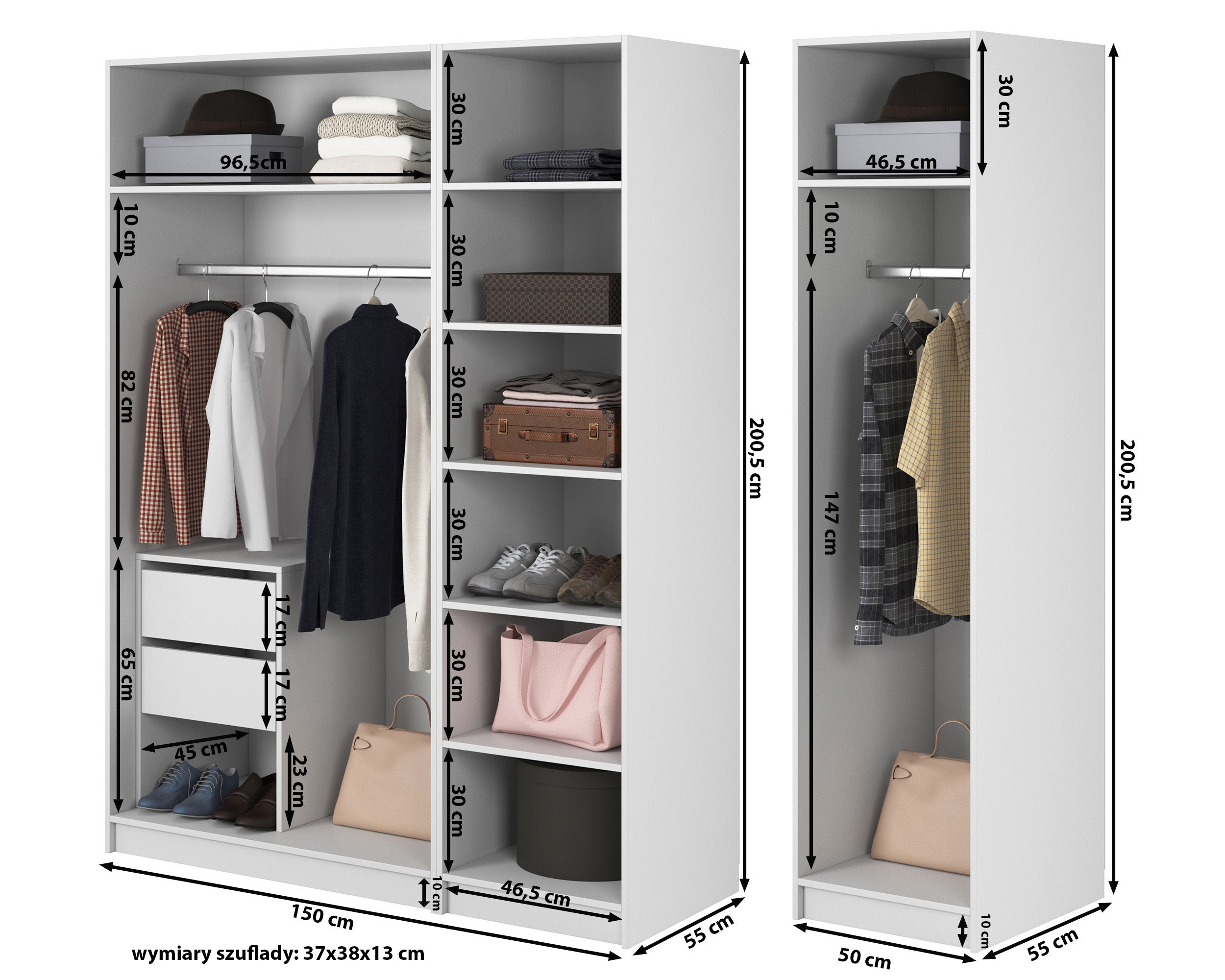 selsey-frame-viert-riger-kleiderschrank-200-cm-grau-beige-mit-kleiderstangen image 7