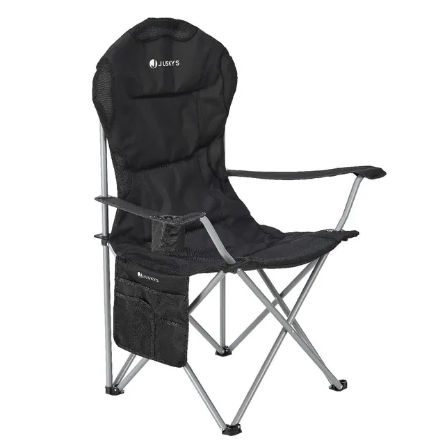juskys-lido-campingstuhl-schwarz-faltstuhl-mit-getr-nkehalter-und-tasche image 1
