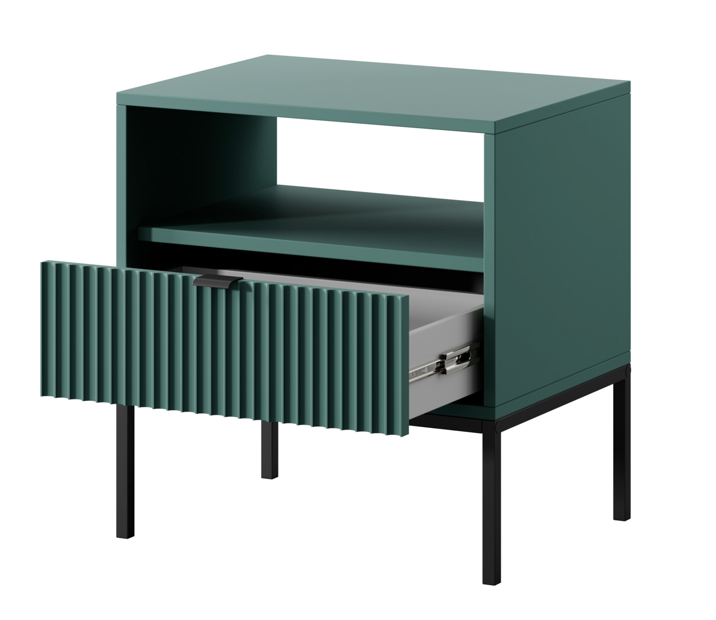 selsey-vellore-nachttisch-54-cm-gr-n-mit-geriffelter-front-schwarzen-griffen image 4