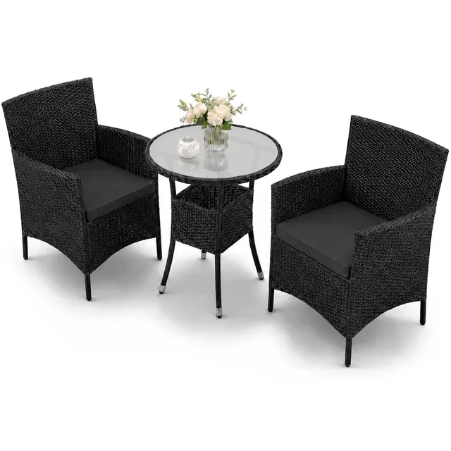 juskys-bayamo-polyrattan-balkon-set-2-personen-schwarz-creme image 1