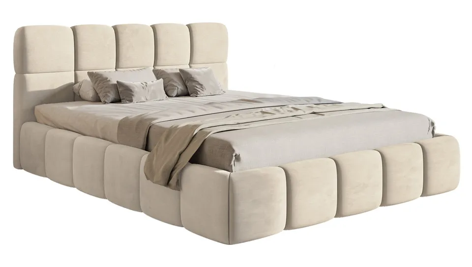selsey-cloudy-polsterbett-160x200-cm-hellbeige-velours-wasserabweisend-leicht-zu image 1