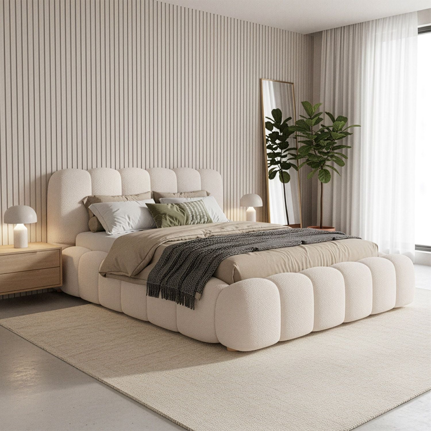 juskys-polsterbett-catania-180x200-cm-boucl-creme image 2