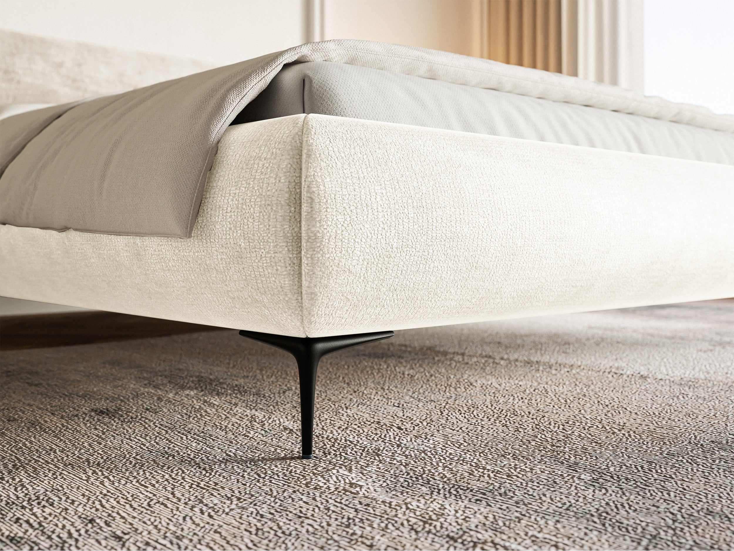 selsey-roule-polsterbett-160x200-cm-creme-chenille-mit-schwarzen-f-en image 4