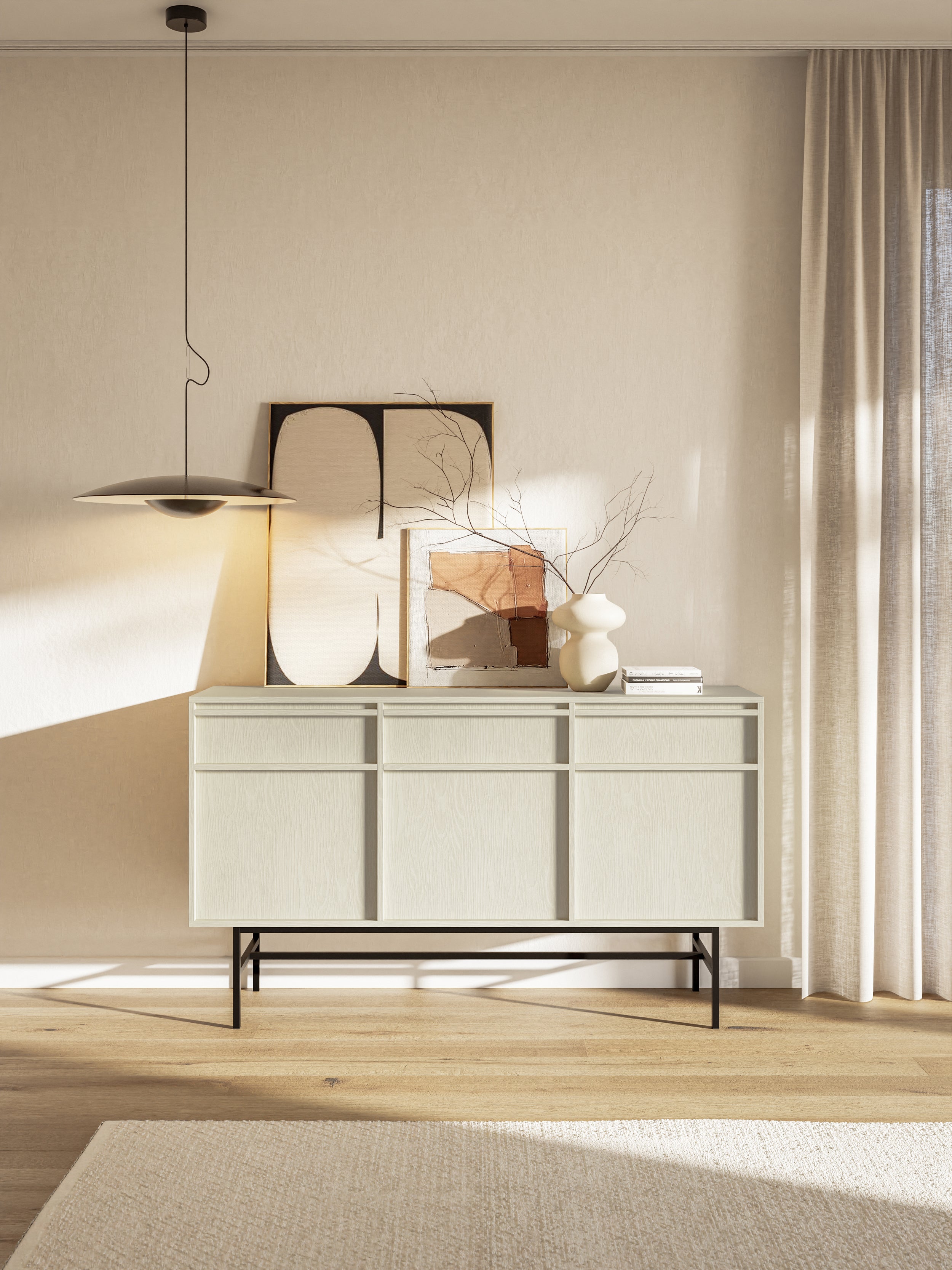 selsey-evo-dreht-r-kommode-154-cm-mit-schubladen-sandbeige-mit-stahlgestell image 3
