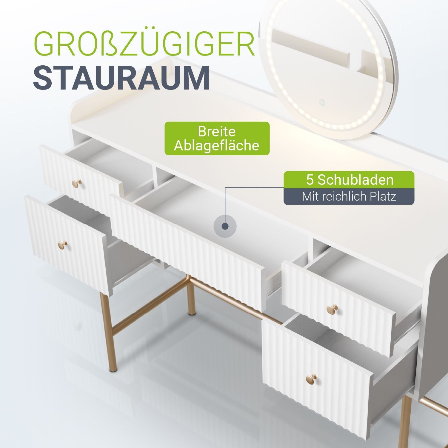 juskys-schminktisch-samira-wei-gold-kosmetiktisch-mit-touch-led-spiegel-und-5-sc image 4