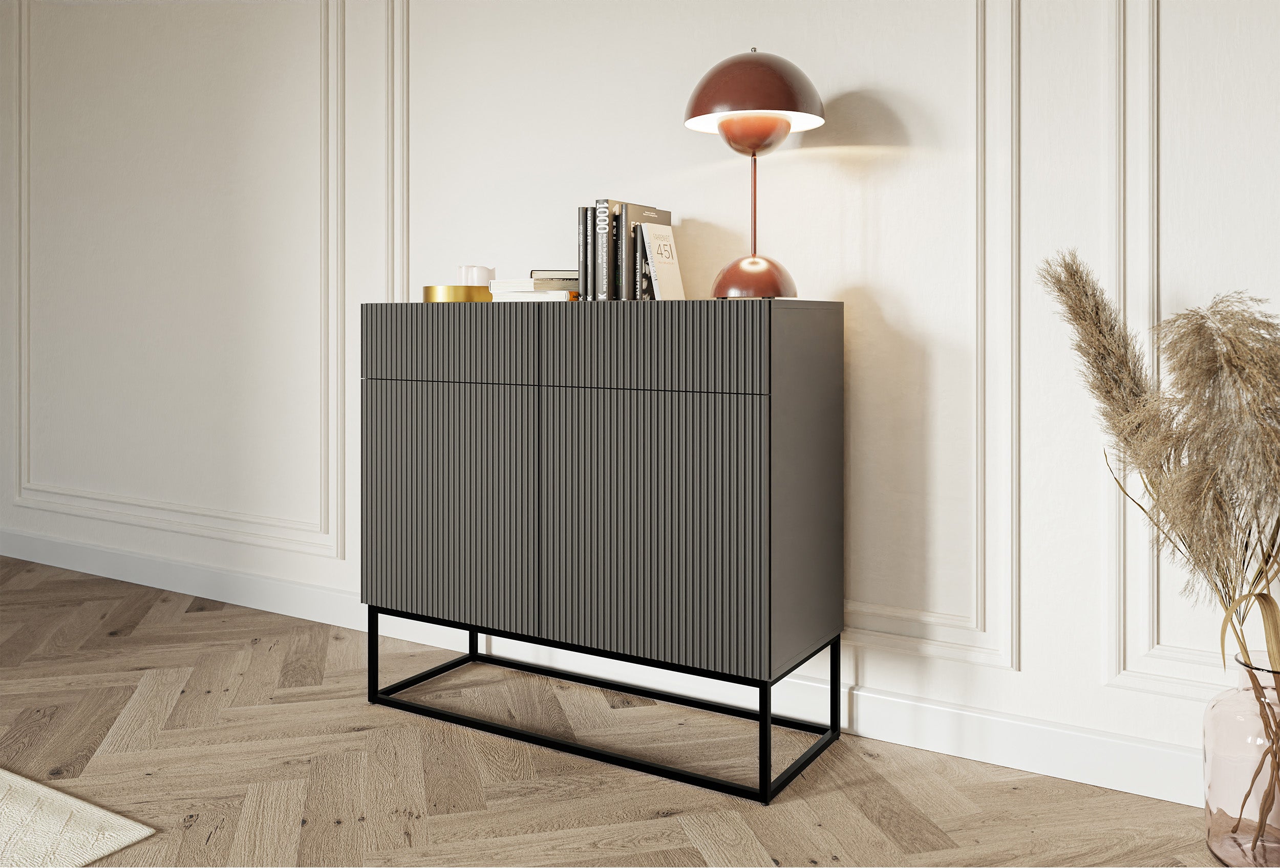 selsey-veldio-zweit-rige-kommode-100-cm-schwarz-mit-gefr-ster-front image 3