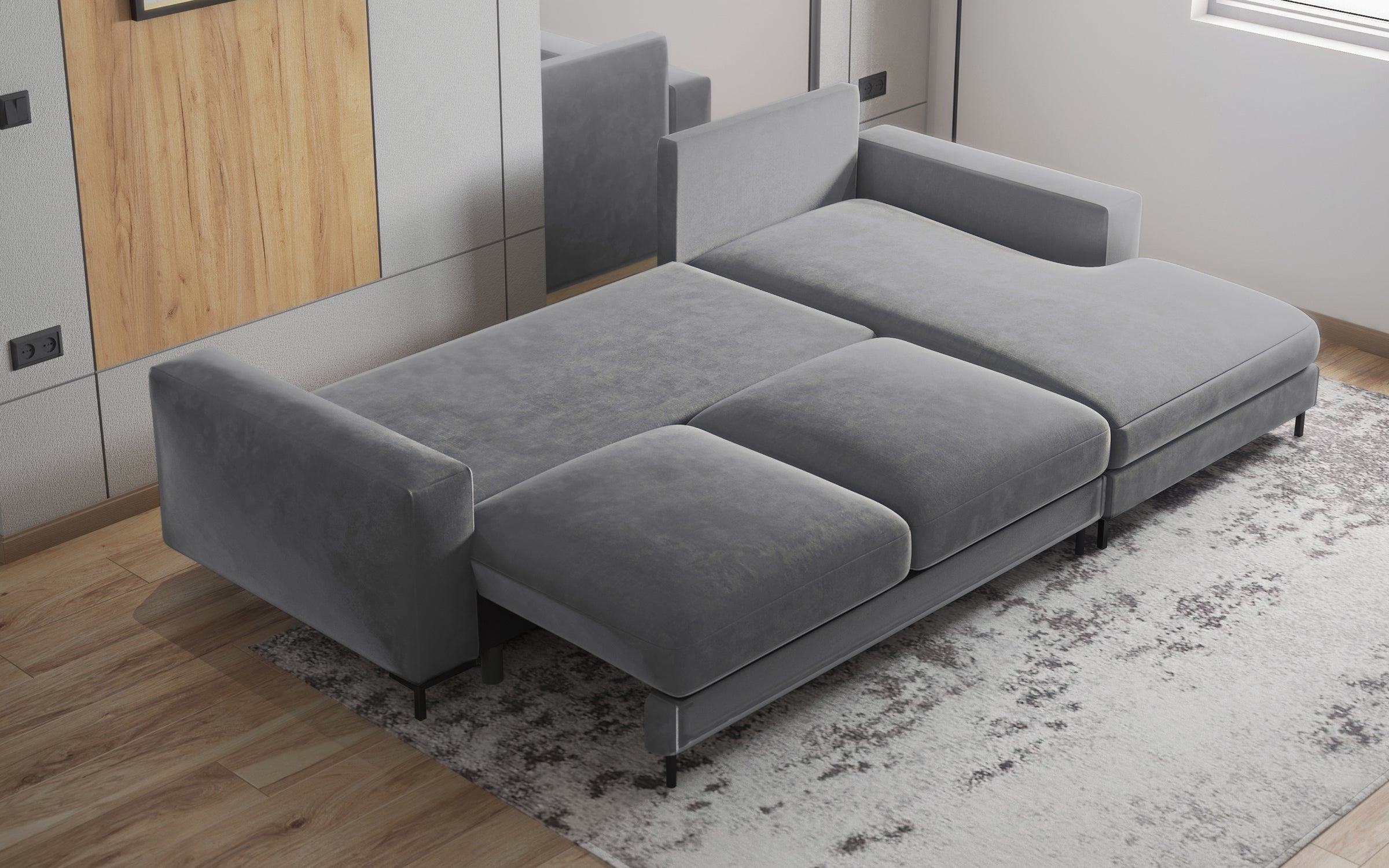 selsey-mokpeo-ecksofa-mit-schlaffunktion-l-form-rechtsseitig-grafitfarbener-samt image 4