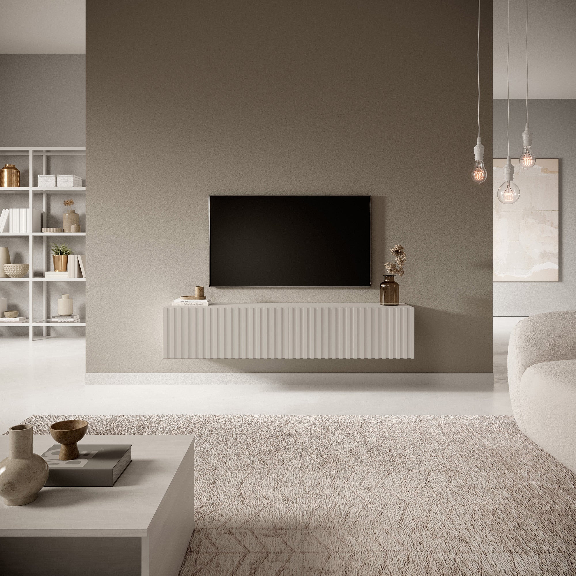 selsey-telire-tv-schrank-138-6-cm-mit-lamellenfront-grau-beige image 2