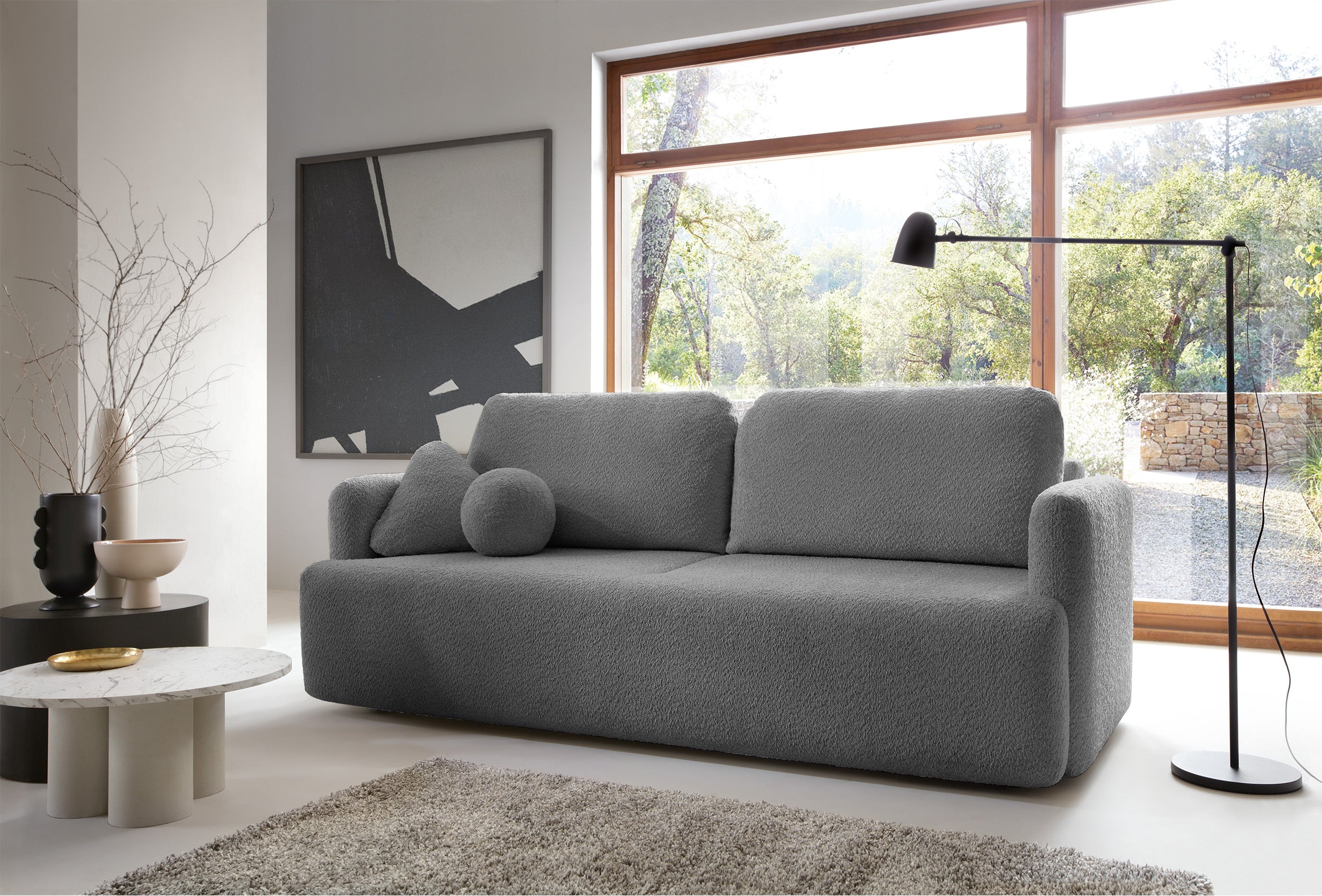selsey-lambina-dreisitziges-ausklappbares-sofa-mit-stauraum-graues-boucl image 2