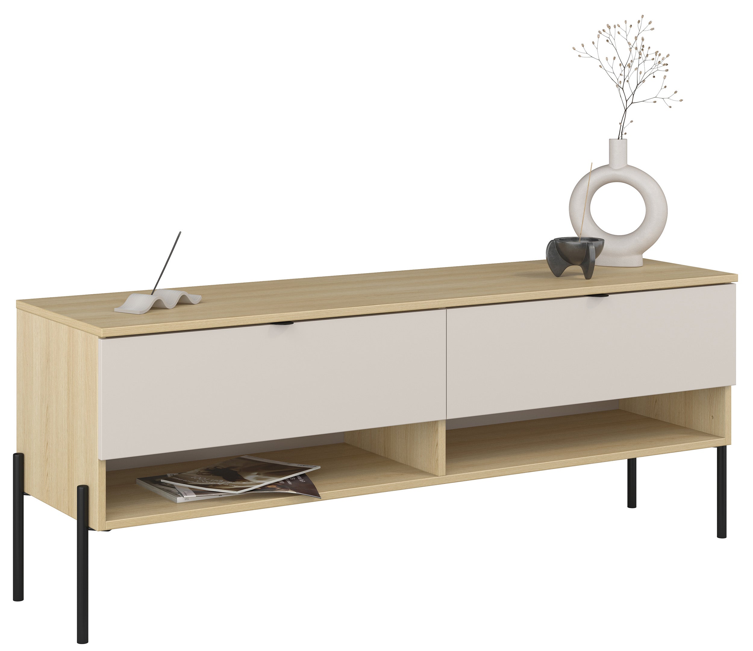 selsey-ore-tv-schrank-140-cm-mit-2-schubladen-lindberg-eiche-kaschmir image 1